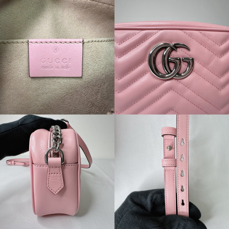 GUCCI 全新粉色牛皮相機包-7