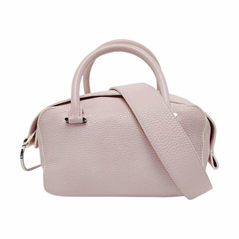 DELVAUX Cool Box迷你粉色牛皮單肩包銀色五金可拆卸肩帶