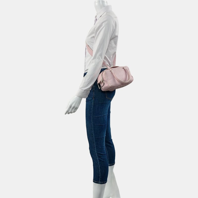 DELVAUX Cool Box迷你粉色牛皮單肩包銀色五金可拆卸肩帶-1