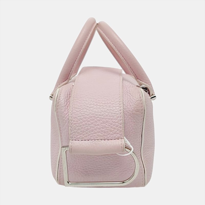 DELVAUX Cool Box迷你粉色牛皮單肩包銀色五金可拆卸肩帶-3