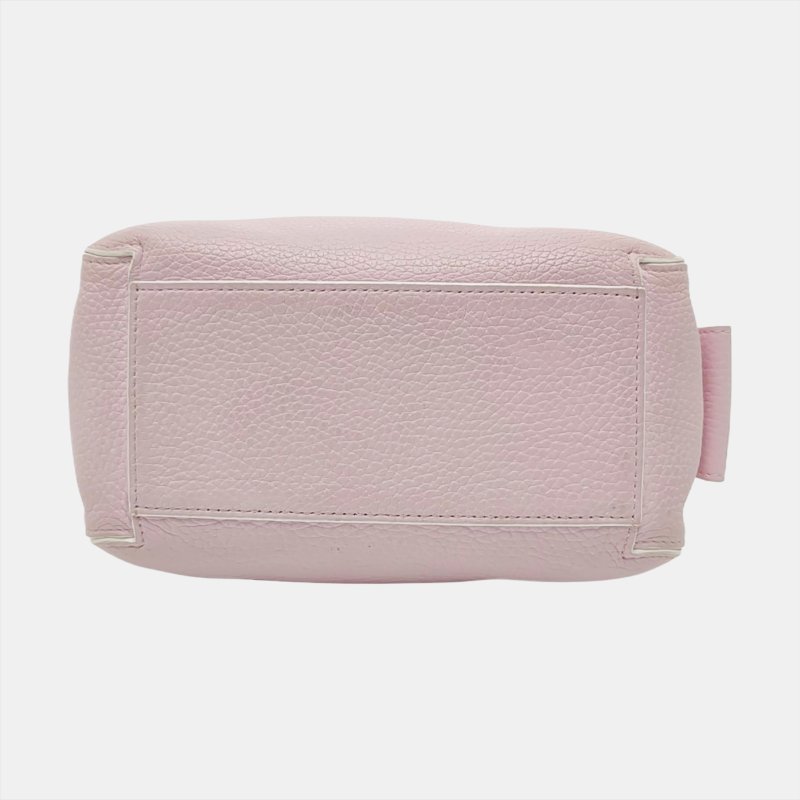 DELVAUX Cool Box迷你粉色牛皮單肩包銀色五金可拆卸肩帶-5