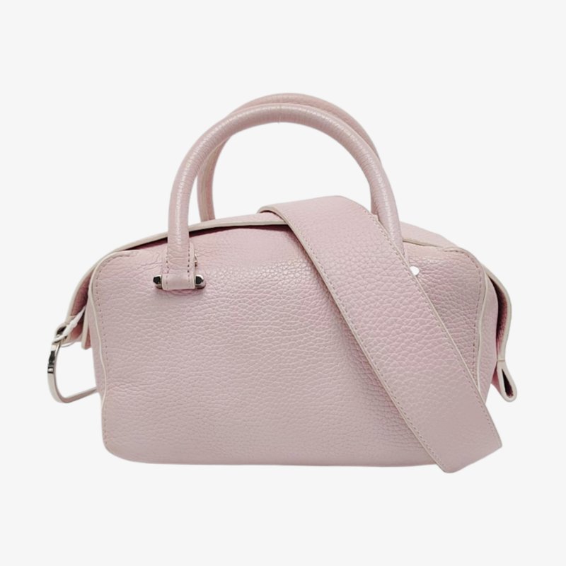 DELVAUX Cool Box迷你粉色牛皮單肩包銀色五金可拆卸肩帶-7