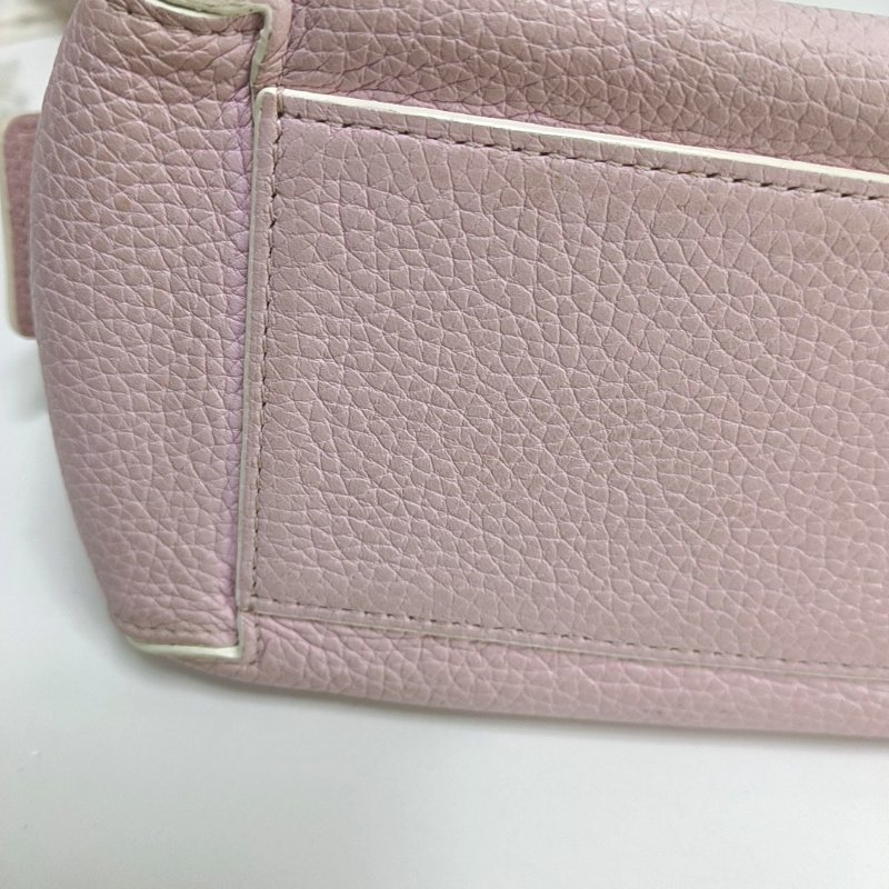 DELVAUX Cool Box迷你粉色牛皮單肩包銀色五金可拆卸肩帶-11