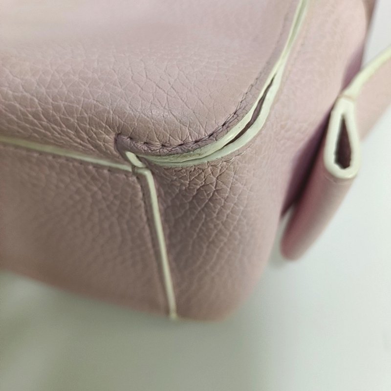 DELVAUX Cool Box迷你粉色牛皮單肩包銀色五金可拆卸肩帶-12