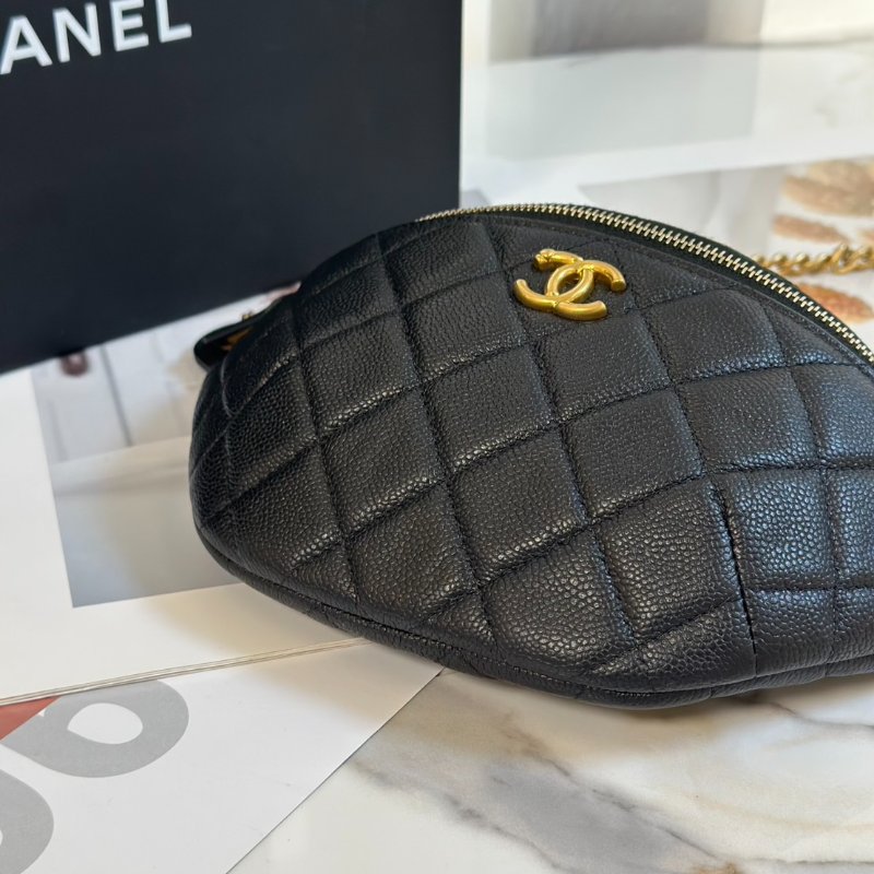 CHANEL 24P愛心調節釦腰包 - 黑金-4