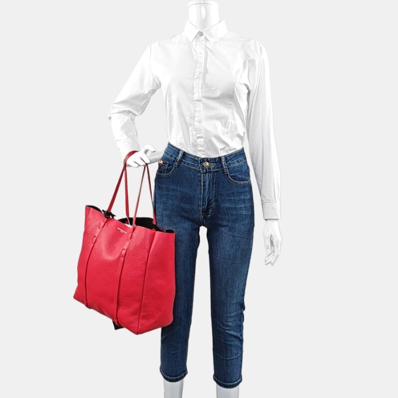 BALENCIAGA Cabas紅色牛皮單肩包手提包 子袋-1