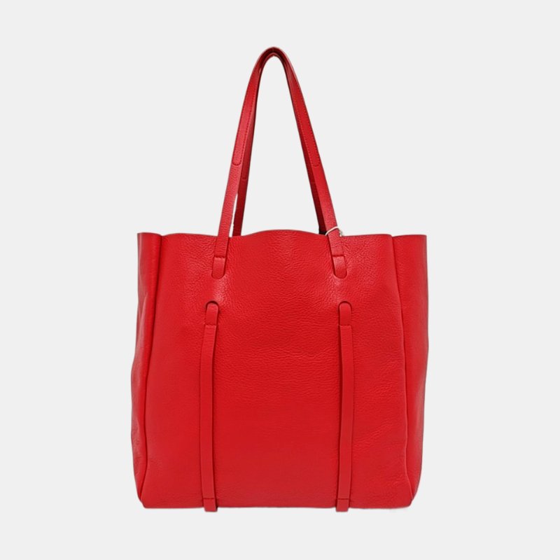 BALENCIAGA Cabas紅色牛皮單肩包手提包 子袋-4