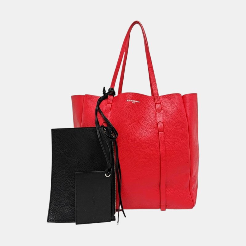 BALENCIAGA Cabas紅色牛皮單肩包手提包 子袋-7