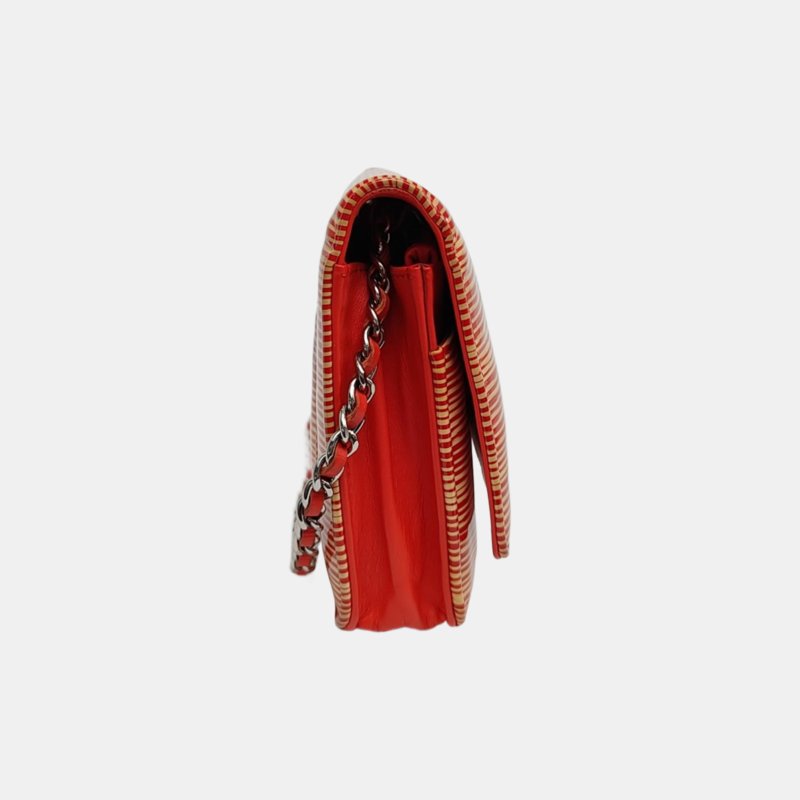 CHANEL WOC拼色漆皮單肩包斜挎包銀色五金18開-3