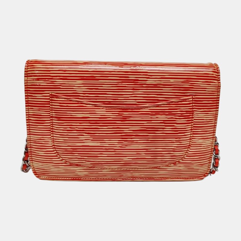 CHANEL WOC拼色漆皮單肩包斜挎包銀色五金18開-4