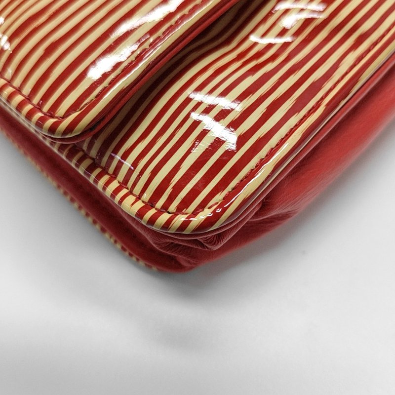 CHANEL WOC拼色漆皮單肩包斜挎包銀色五金18開-11