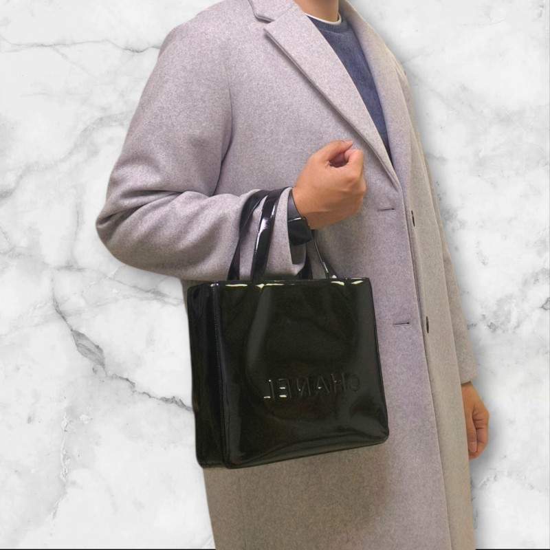 ‼️年前限時特賣‼️（原22000）至1/25⏰㊣✨Chanel✨香奈兒 老香 小香 黑色 雷標 鏡面 浮雕 夾層 手提包 果凍包/二手包/二手精品/保證正品🌳二手樹屋🌳-48