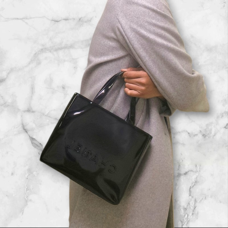 ‼️年前限時特賣‼️（原22000）至1/25⏰㊣✨Chanel✨香奈兒 老香 小香 黑色 雷標 鏡面 浮雕 夾層 手提包 果凍包/二手包/二手精品/保證正品🌳二手樹屋🌳-49