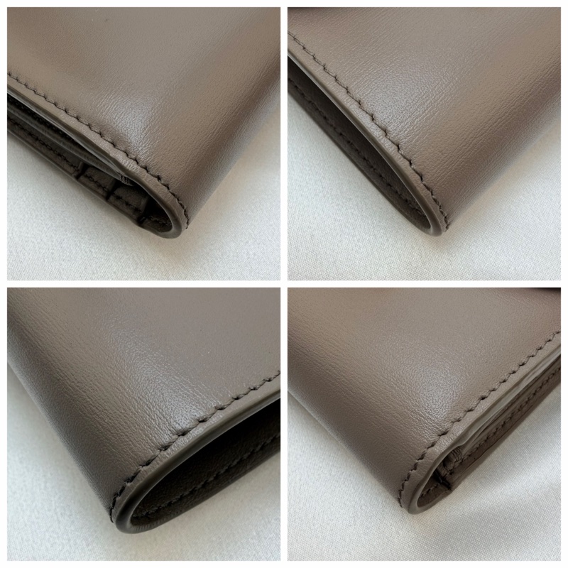 CELINE 灰褐色凱旋門釦式短夾-8