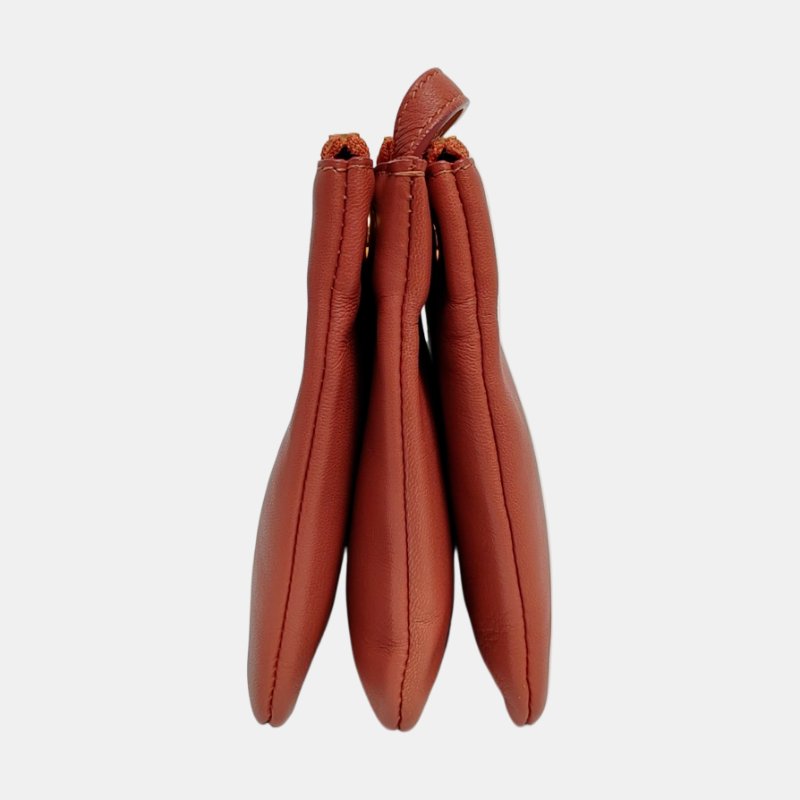 CELINE TRIO豆沙色羊皮單肩包金色五金-2