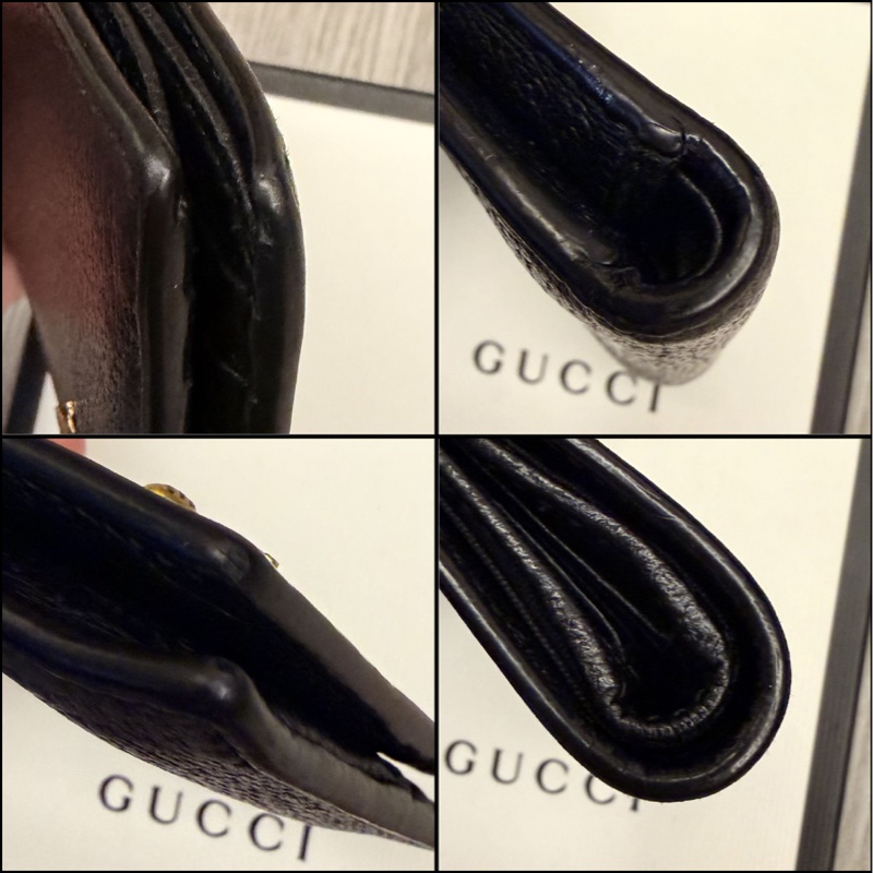 GUCCI 523664 皮革蜜蜂裝飾8卡短夾-7