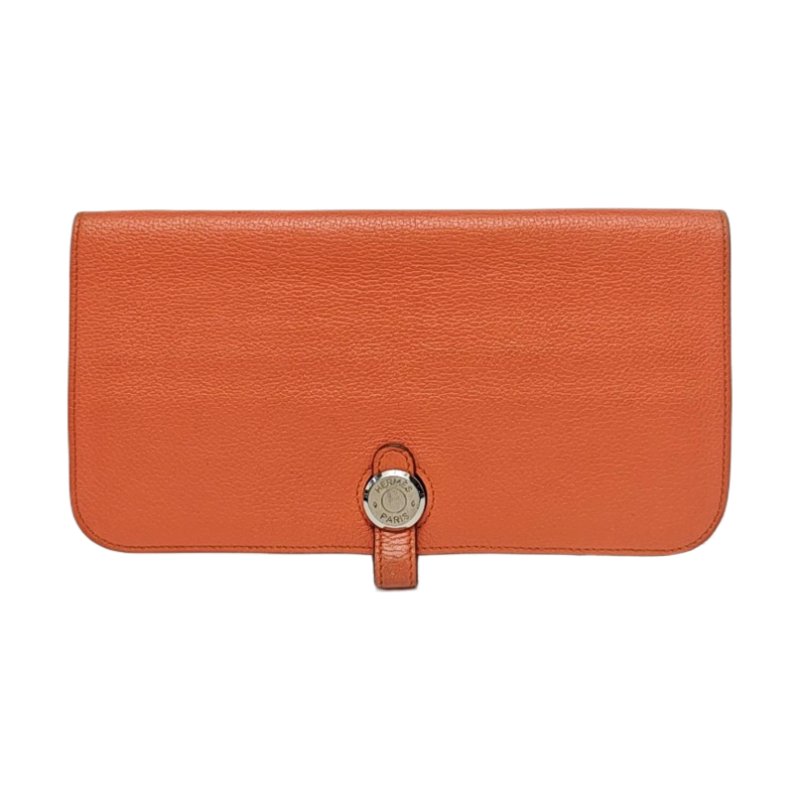 HERMES Dogon齋普爾粉Evercolor牛皮錢包銀色五金R刻-0