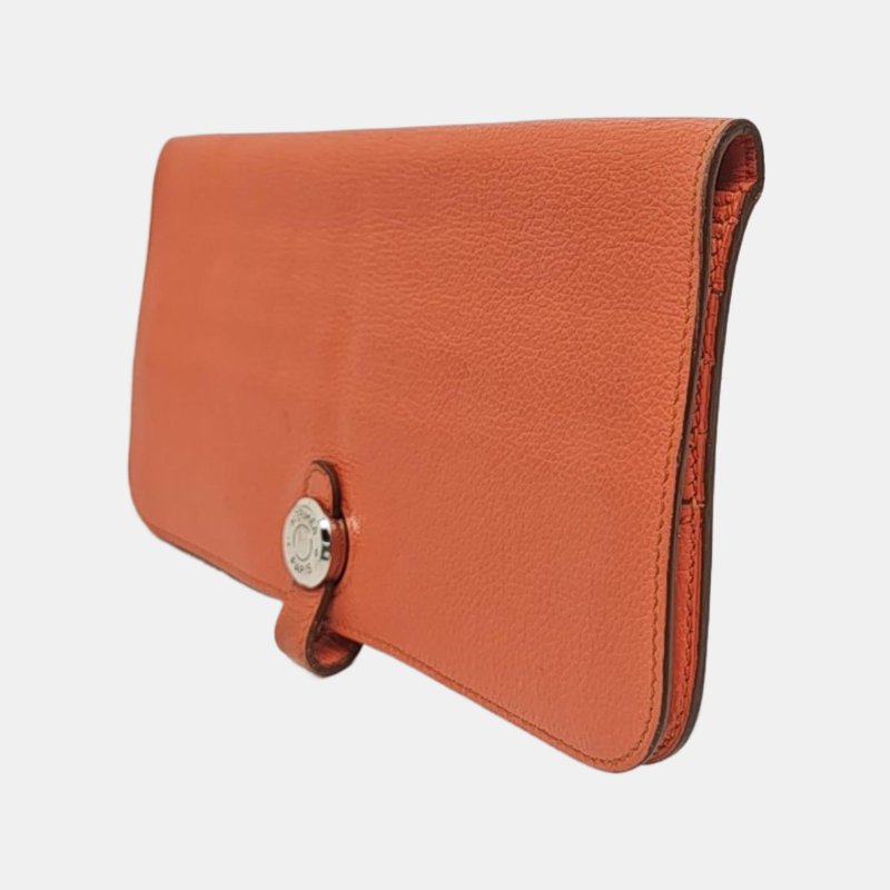 HERMES Dogon齋普爾粉Evercolor牛皮錢包銀色五金R刻-2