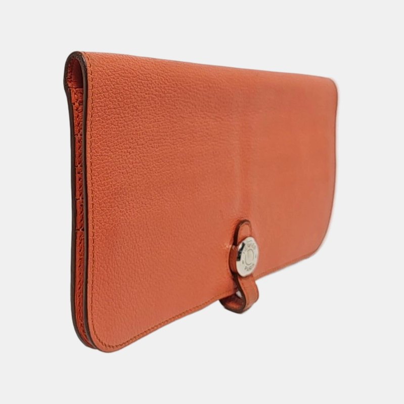 HERMES Dogon齋普爾粉Evercolor牛皮錢包銀色五金R刻-3