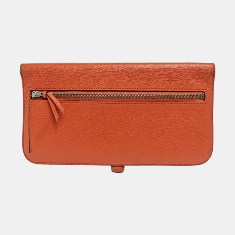 HERMES Dogon齋普爾粉Evercolor牛皮錢包銀色五金R刻-4