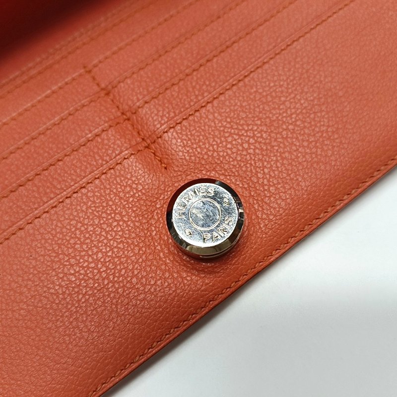 HERMES Dogon齋普爾粉Evercolor牛皮錢包銀色五金R刻-9