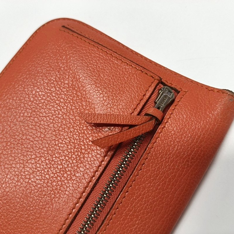 HERMES Dogon齋普爾粉Evercolor牛皮錢包銀色五金R刻-12