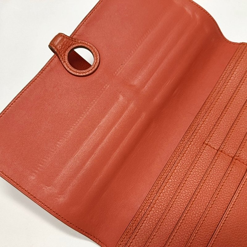 HERMES Dogon齋普爾粉Evercolor牛皮錢包銀色五金R刻-16