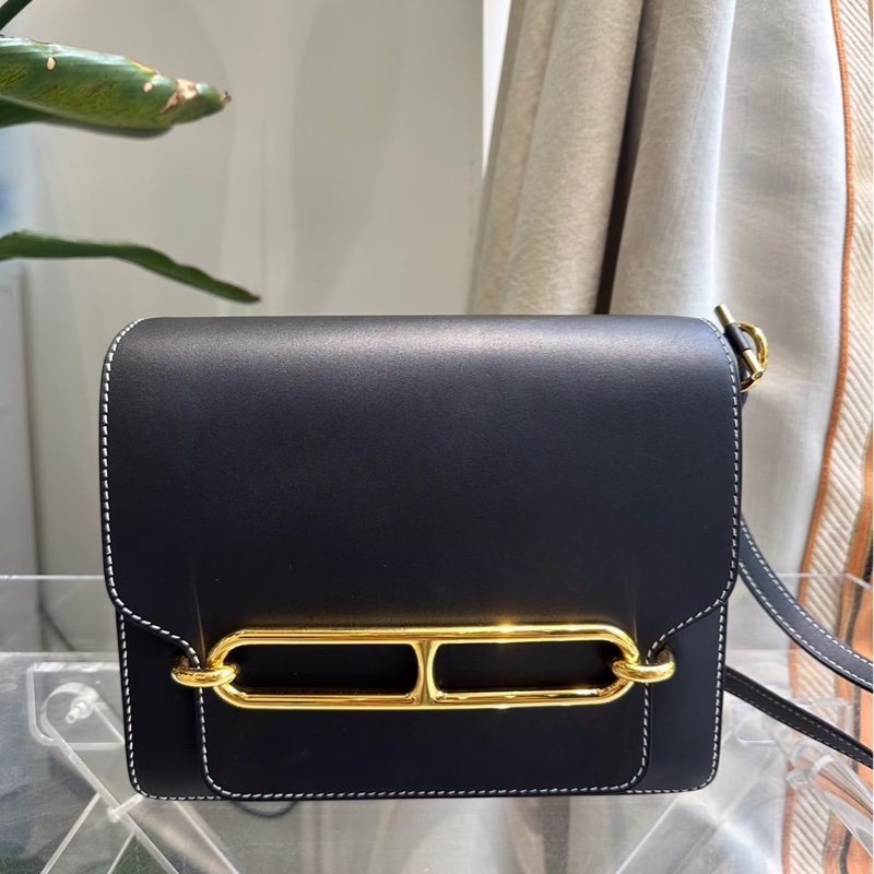 愛馬仕 Hermes 豬鼻子 Roulis23 經典黑金 sombrero皮 霧面box 外縫C刻-0