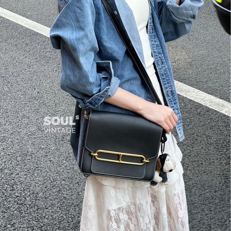 愛馬仕 Hermes 豬鼻子 Roulis23 經典黑金 sombrero皮 霧面box 外縫C刻-4