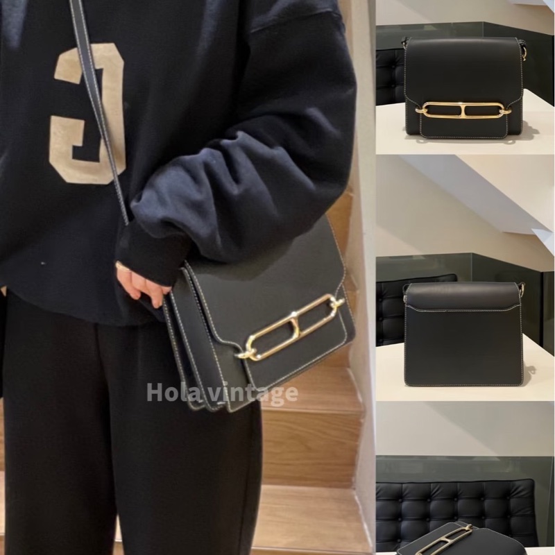 愛馬仕 Hermes 豬鼻子 Roulis23 經典黑金 sombrero皮 霧面box 外縫C刻-5