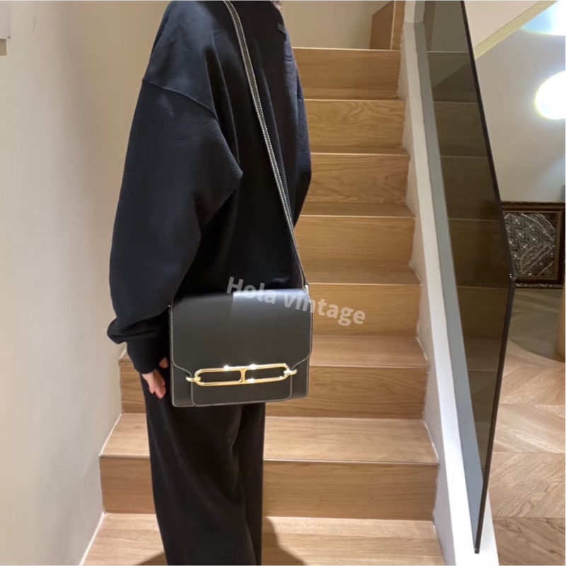 愛馬仕 Hermes 豬鼻子 Roulis23 經典黑金 sombrero皮 霧面box 外縫C刻-6