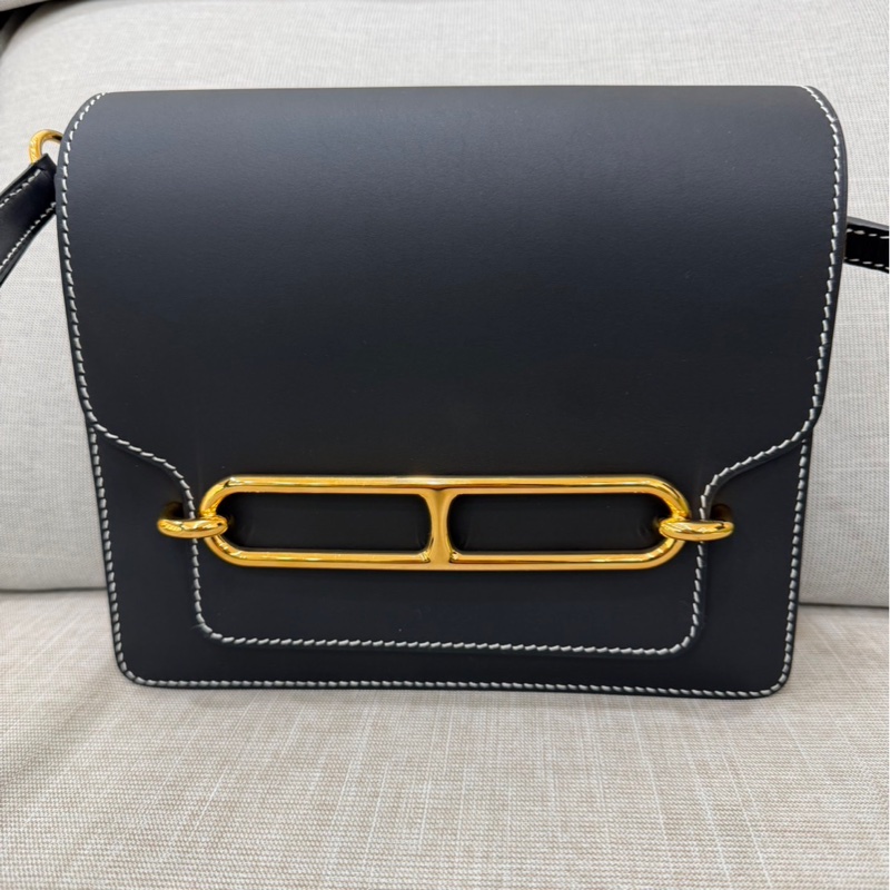 愛馬仕 Hermes 豬鼻子 Roulis23 經典黑金 sombrero皮 霧面box 外縫C刻-7