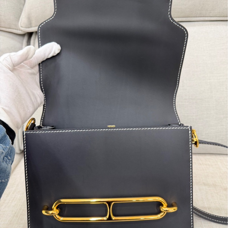 愛馬仕 Hermes 豬鼻子 Roulis23 經典黑金 sombrero皮 霧面box 外縫C刻-21