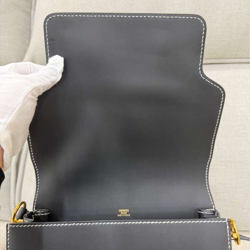愛馬仕 Hermes 豬鼻子 Roulis23 經典黑金 sombrero皮 霧面box 外縫C刻-35