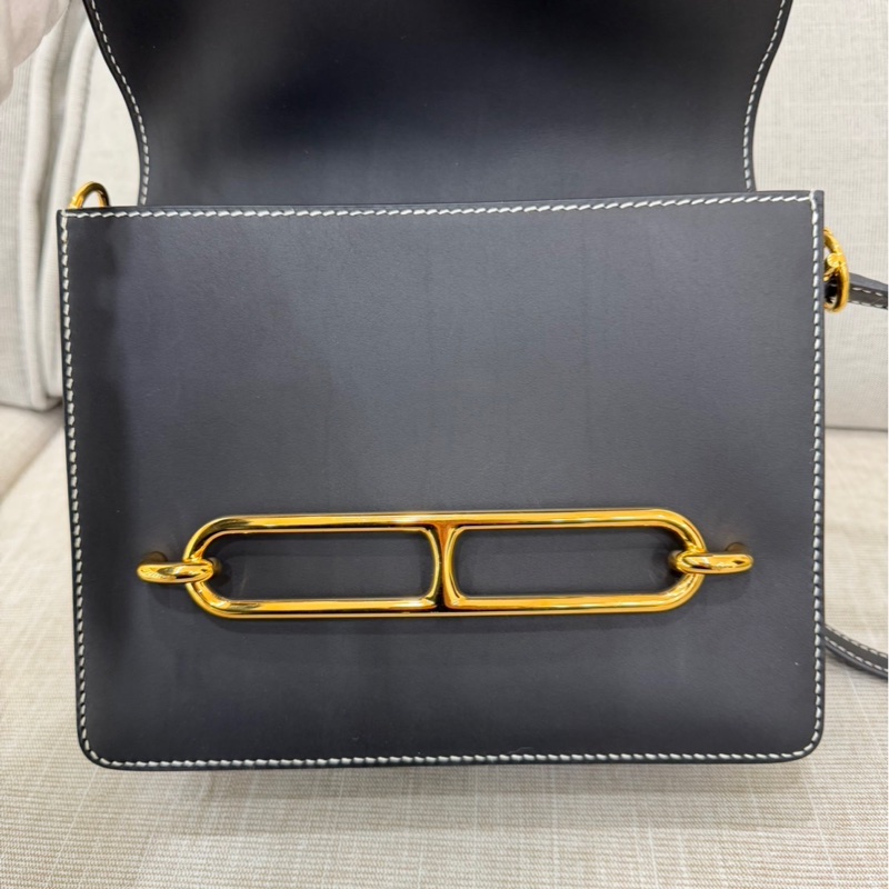 愛馬仕 Hermes 豬鼻子 Roulis23 經典黑金 sombrero皮 霧面box 外縫C刻-36
