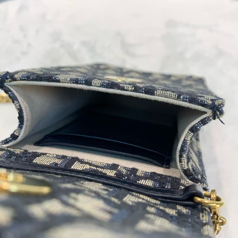 DIOR Saddle手機包 竪版刺繡 經典老花滿印可拆卸鏈條包-4