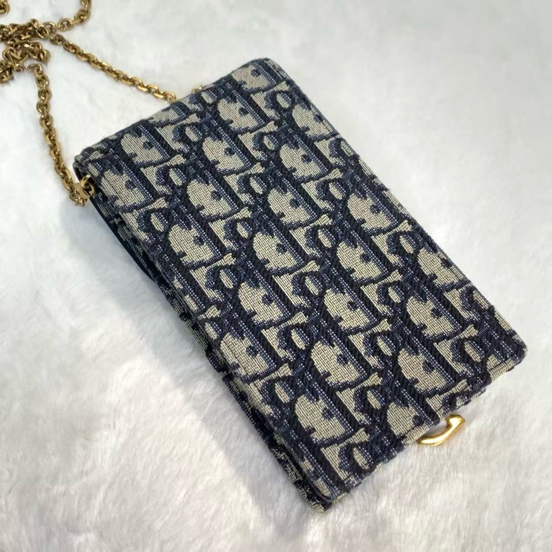 DIOR Saddle手機包 竪版刺繡 經典老花滿印可拆卸鏈條包-5