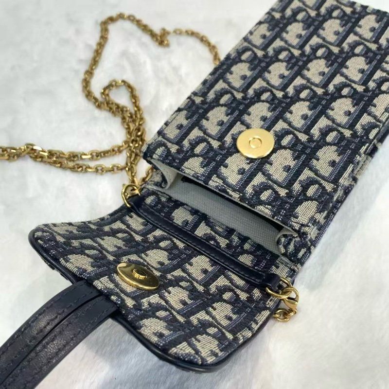 DIOR Saddle手機包 竪版刺繡 經典老花滿印可拆卸鏈條包-6