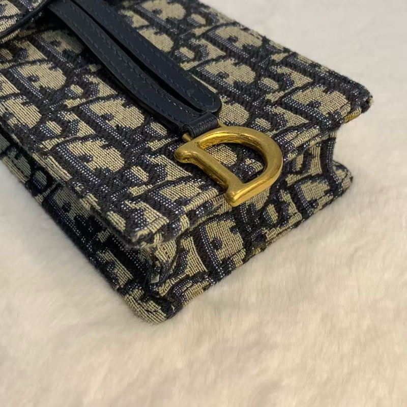 DIOR Saddle手機包 竪版刺繡 經典老花滿印可拆卸鏈條包-7