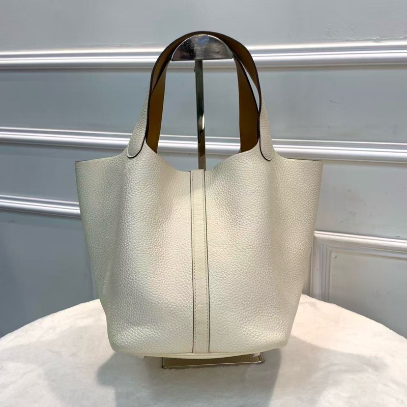 Hermes Picotin 22 菜籃子Nata奶油白拼啡色皮-1