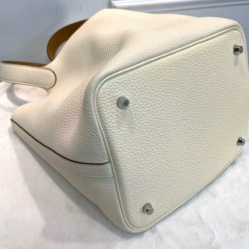 Hermes Picotin 22 菜籃子Nata奶油白拼啡色皮-3