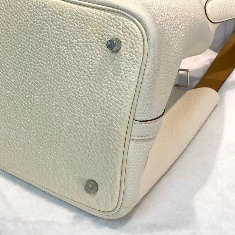 Hermes Picotin 22 菜籃子Nata奶油白拼啡色皮-9