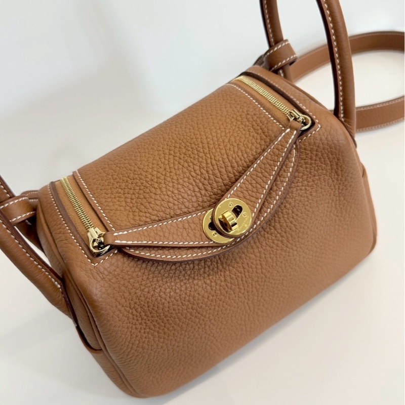 Hermes Mini Lindy 二代 金棕金-4