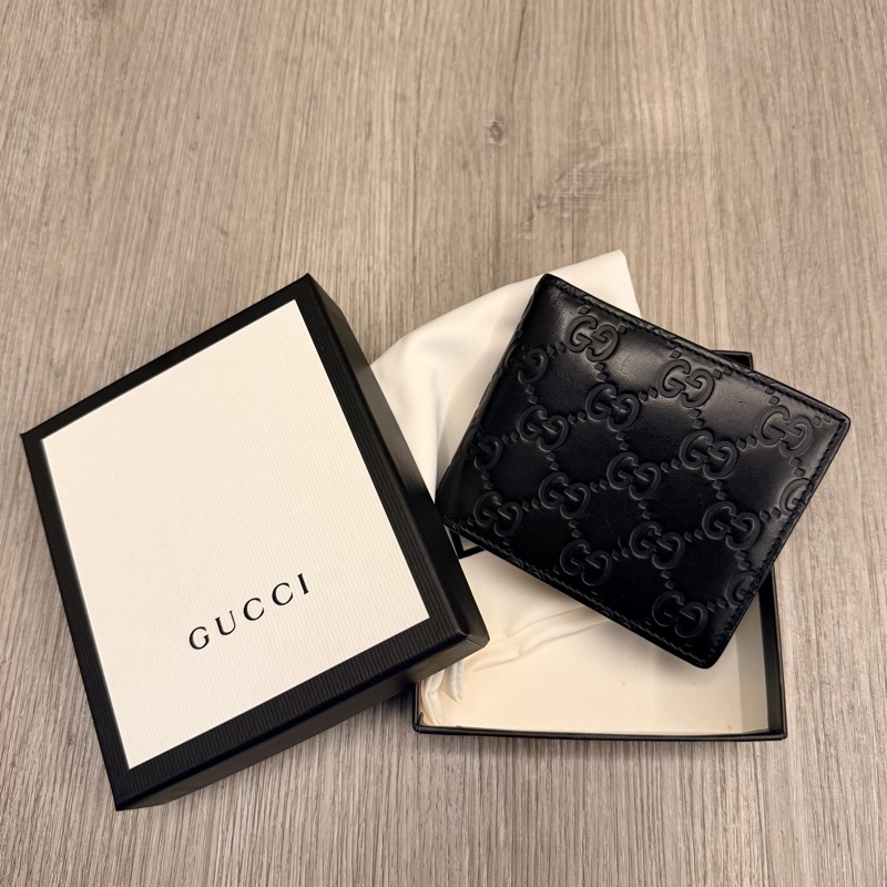 GUCCI 365466 經典壓紋對折短夾-0