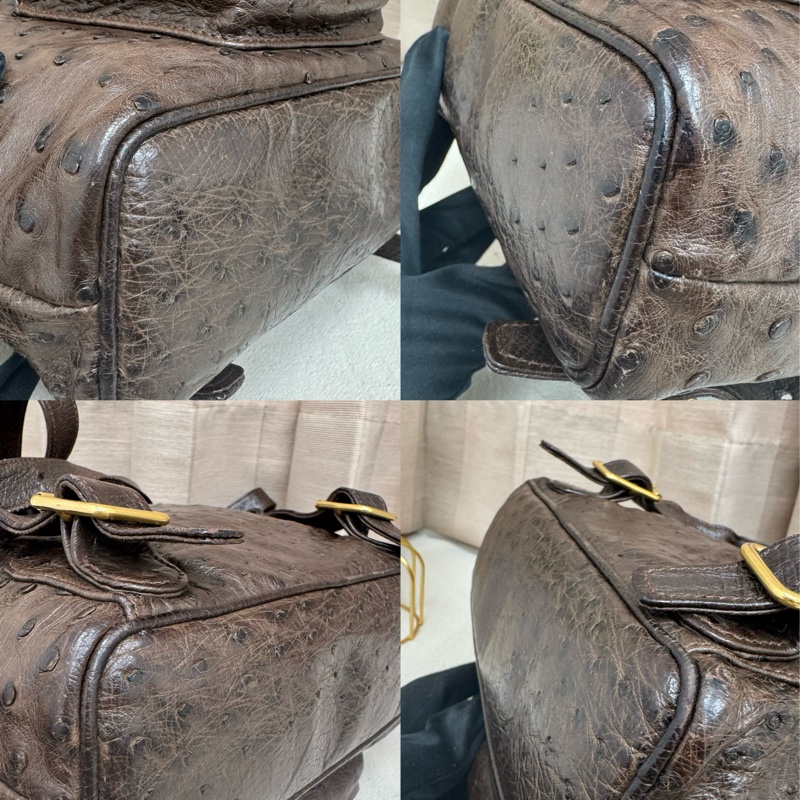 Gucci鴕鳥皮竹節雙肩包 中古 二手vintage 稀有款 後背包 手提-20