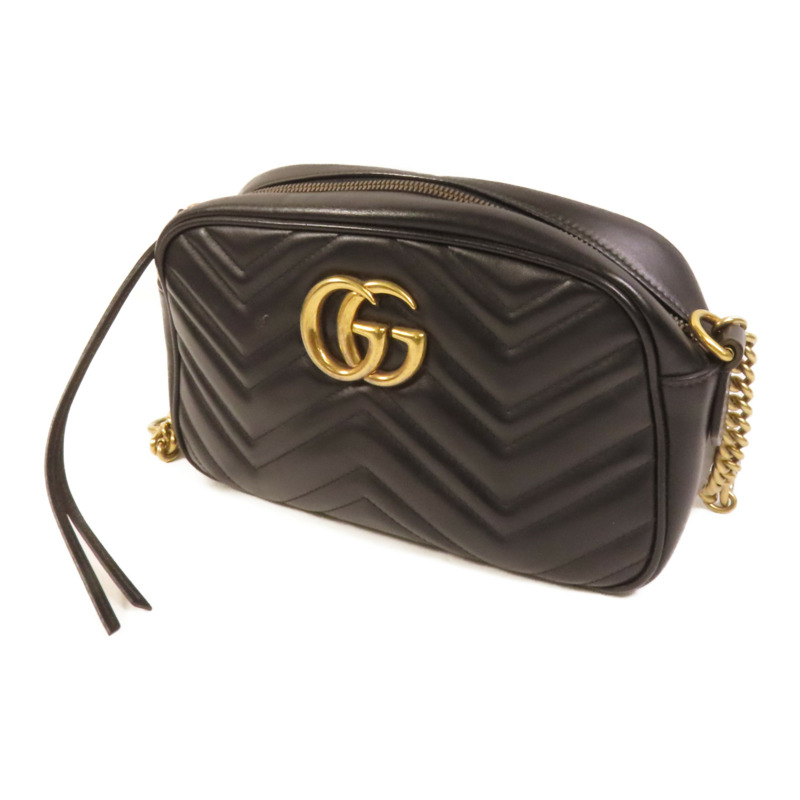 GUCCI 牛皮皮革GG Marmont Small金扣鏈帶肩背袋-2