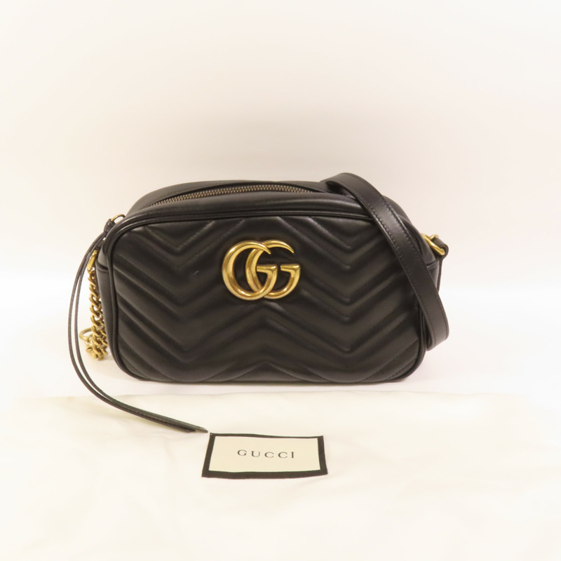 GUCCI 牛皮皮革GG Marmont Small金扣鏈帶肩背袋-4
