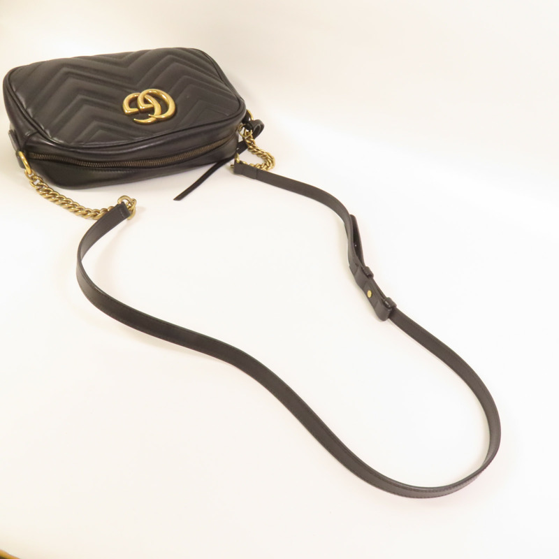 GUCCI 牛皮皮革GG Marmont Small金扣鏈帶肩背袋-5