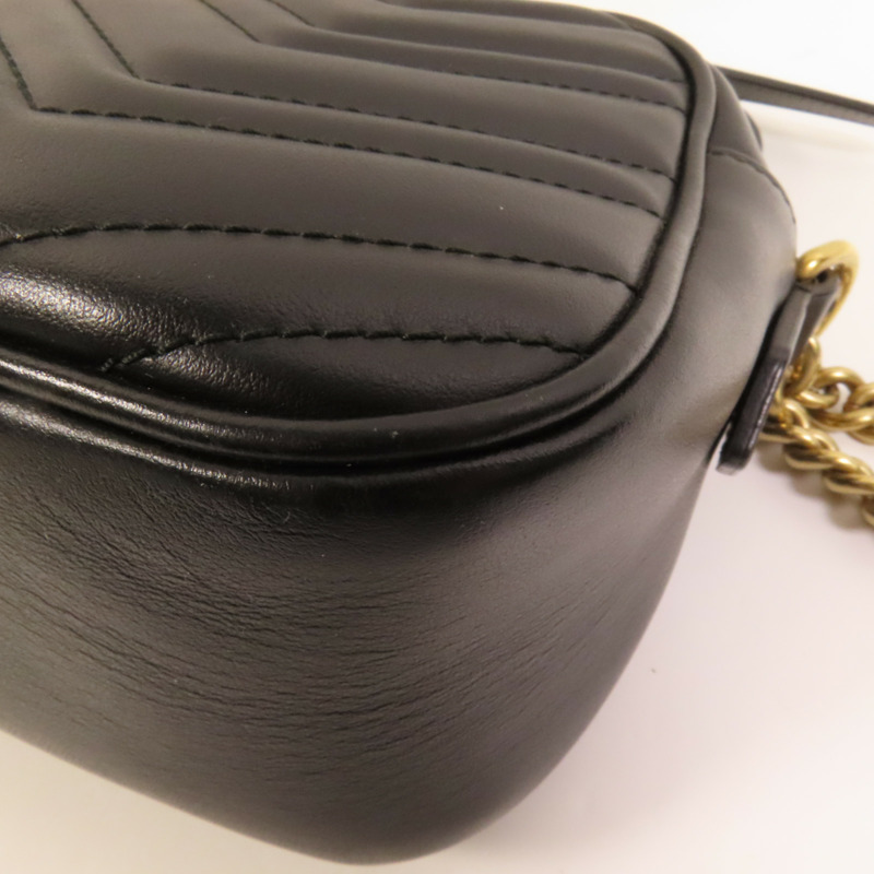 GUCCI 牛皮皮革GG Marmont Small金扣鏈帶肩背袋-11