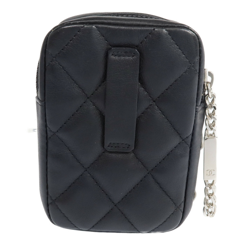 CHANEL 牛皮皮革Cambon Belt Pouch銀扣錢包-1